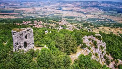 veduta dall'alto della torre di campigliola, a campiglia d'orcia