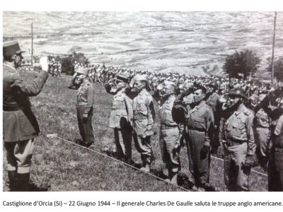 castiglione d'orcia- 22 giugno 1944 - truppe anglo americane con generale de gaulle